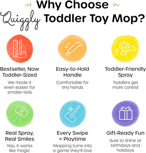 35 Set Quiggly Toddler Spray Mop Two-Handed Design for Ages with Real Water Sprayer Montessori Functional Cleaning Toy