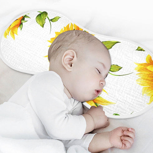 Muslin Baby Burp Cloths Set of 2, Soft Absorbent Big Sunflower Muslin Washcloths, Bibs for Newborns
