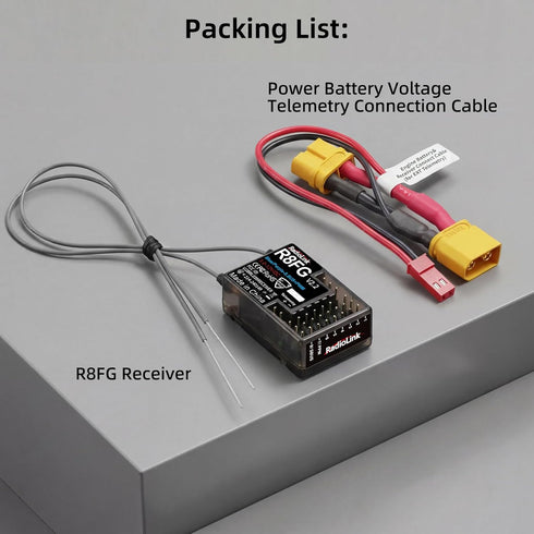R8FG V2.2 8CH 2.4GHz 600m RC8X/RC6GS V3/RC4GS V3 Radiolink Gyro Receiver, Long Range Control Voltage Telemetry