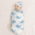 Sets Whales with Fishes Newborn Swaddle Blankets Hat Soft Baby Receiving Blanket Swaddle Sack for Baby Shower Infant