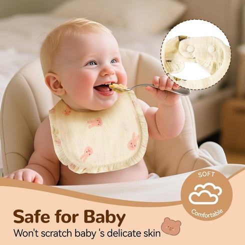 TDHD 8pcs/Pack [Baby Ruffled Bibs Baby Ruffled Bibs Solid Rainbow Print Saliva Towel Newborn Boys Girls Feeding Burp