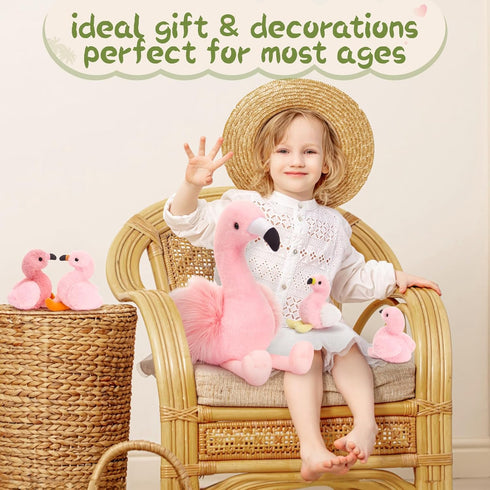 Animals-18in Mommy 4 MorisMos Plush Flamingo Stuffed Stuffed Flamingo with Baby Bird Toys for Girls Boys,Pink Bird