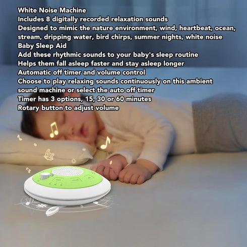 KIMISS 8 Portable Baby Sound USB Rechargeable White Noise Sound for Sleep Assistance - Features Relaxing Sounds