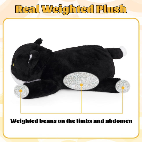 Gift17in 1.6lbs Weighted Cat Stuffed Animal,Cute Black and White Tuxedo Cat Plush Soft Weighted Plushies, Cuddleable