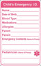 Poskornwel 2.5x4 inch 10PCS Pink Infant In Case of Emergency Child Emergency Contact