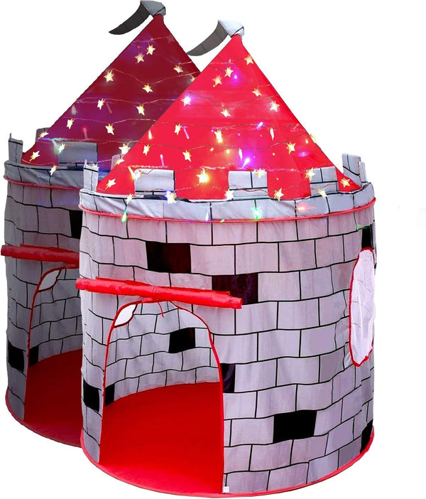 LimitlessFunN Knight Castle Pop Up Kids Play Tent, Indoor Castle Playhouse for Boys, 41" D x 41" W x 53" H