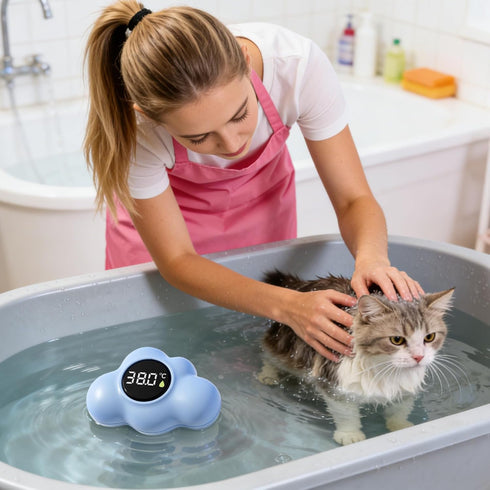 Generic Swimming Bathtub Temperature Gauge PP Cloud Shaped Waterproof Digital Thermometer | LED Display Bath Safety Toy
