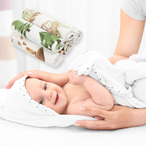 LifeTree Muslin Swaddle Blankets Neutral, Baby Washcloths Farm Animals Swaddling Wrap Nursery Receiving Blanket