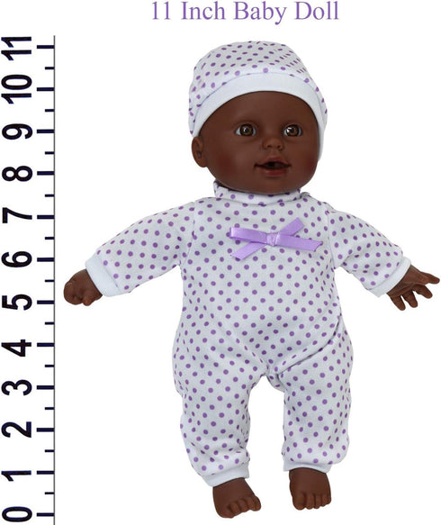 11-Inch Set Soft Body African American Newborn Baby Doll Gift with Pacifier