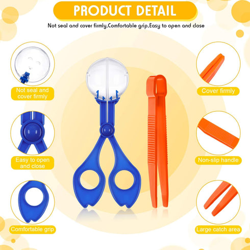Mudder 12 Pieces Fine Motor Skill Toys, Includes 6 Handy Scoopers and 6 Jumbo Tweezers for Outdoor Exploration