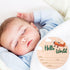 NQEUEPN 15cm/5.91 Inch Newborn Announcement Sign, Wooden Hello World Sign Newborn Welcome Plaques Birth Baby Name