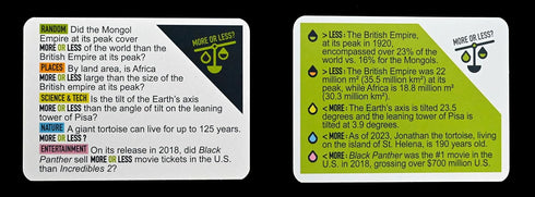 Trivia Card Game - Compact & Fun, Ideal for Travel, Family Game Night, Gifts for Adults, 5 Trivia Categories