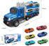 DOWELLIN 6 1 6Pcs 3 4 5 6 7 8-Blue in Transport Truck Toys for Kids, Police Trucks Carrier Cars with Metal Race Car
