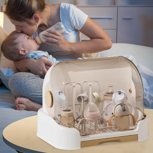Genrico Countertop Box for Bottles, Storage Box and Dryer with Lid for Bottles Breastfeeding Portable Dustproof
