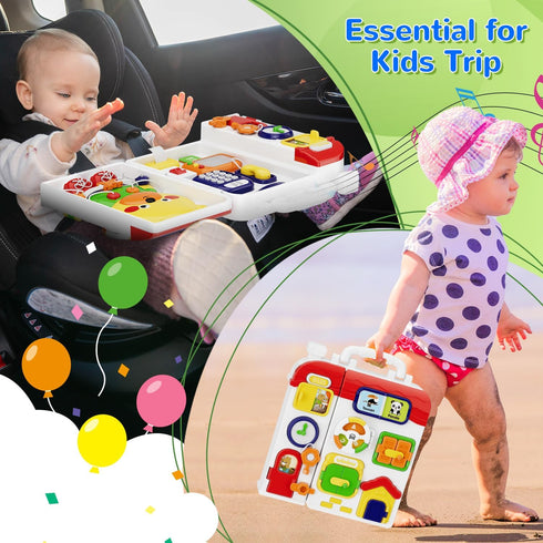 MFEESYOB 1 12-18 1-3, 1+ Montessori Toys for Year Old Boy Girl, Musical Montessori Busy Board for Month Age