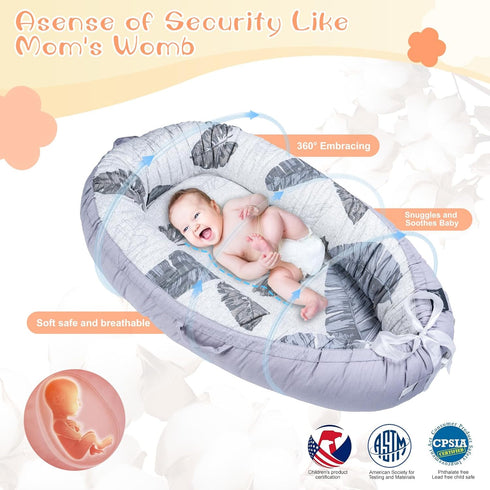 Infant Support Cushions | Baby Lounger | Organic Cotton Infant Lounger | Reversible, Adjustable & Portable Floor