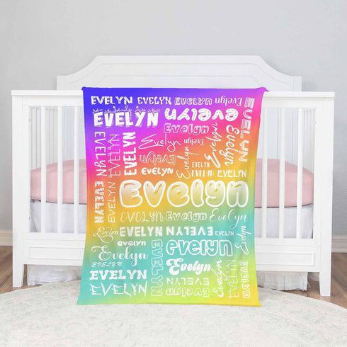 AOFUN 40x30inch, 5 Personalized Baby Blankets with Names, Custom Baby Girls Blanket Initial Swaddle Blanket