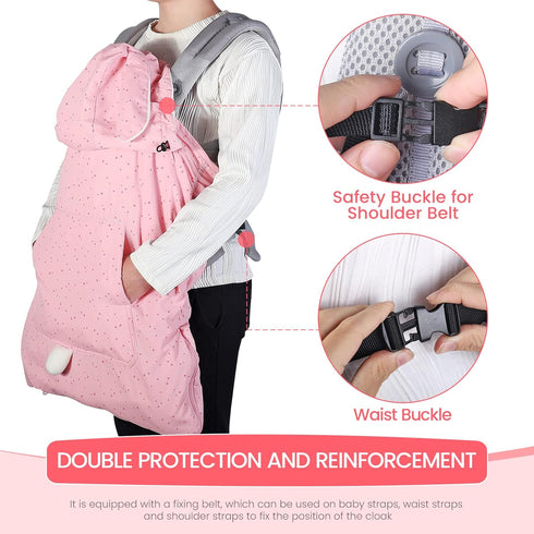 Orzbow Baby Winter Carrier Cover with Detachable Hood, Waterproof & Windproof, with Big Pockets, Universal Fit for Baby