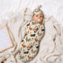 WELBB Set,Stretchy Rooster Chickens Baby Girl Boy Gifts Newborn Swaddle Blanket with Beanie Receiving Blanket Newborn