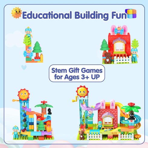 XYNGU Set 3 4 5 6 7 8 Kid Marble Run Building Blocks with Elevator Spiral Lift,Gift Toy Bricks Marble Maze Ball Race