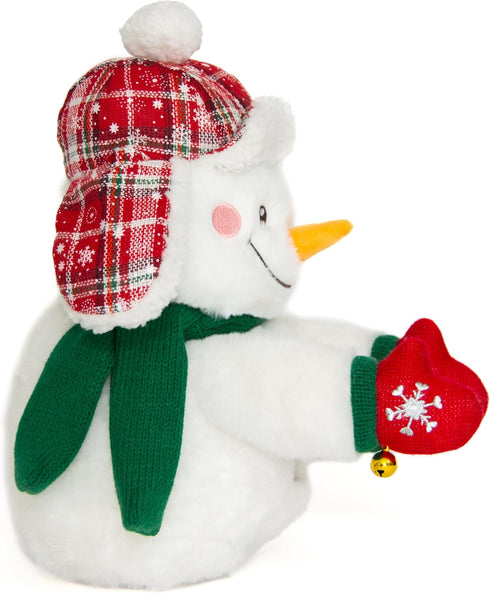 13" Animated Plush Snowman |Christmas Cheer Charlie - Claps Hands and Ears Flap to Song - If You're Happy for Xmas Clap