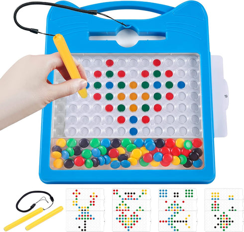 Magnetic Drawing Board for Kids - Toddler Magnet Doodle Board with Beads and 2 Pens, Airplane Car Travel Activities