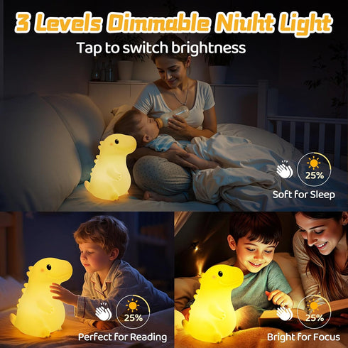 7.8 18 3-Level Mewaii Big Dinosaur Night Light for Kids, in & Funny Sounds Squishy Silicone Dinosaur Lamp