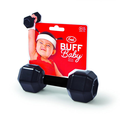 Genuine Fred Buff Baby Dumbbell Rattle Engaging and Sensory Rich Toy, Lightweight and Easy to Hold, Fun Gift