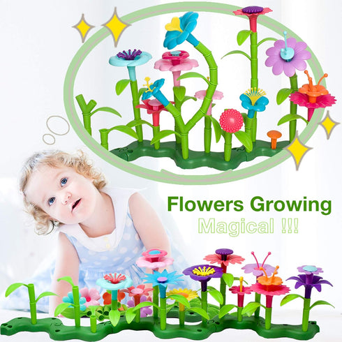 BIRANCO Flower Garden Building Set, 138 PCS Fun Stacking Toys for Toddlers Age 3-6, Educational STEM Gardening Gift