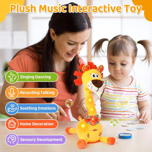 JISON21 Dancing Talking Lion Baby Toy, Adjustable Volume Interactive Mimicking Toy Singing Recording Repeating What You