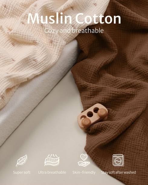 Pack Pack 2 Pack(Sunshine&Brown) Blissful Diary Muslin Mini Crib Sheets, and Play Mattress Sheets Fitted for N Play