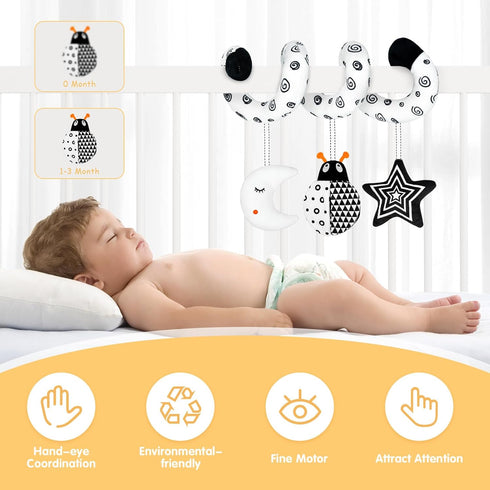 XIXILAND Car Seat Toys for Babies 0-6 Months, Black and White High Contrast Sensory Toys for Infants 0-18 Months