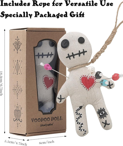 Umakeadeal Set 7 Dammit Voodoo Doll Include Spell Cards and Pcs Stress Relief Pins, Creepy Ghost Doll for Halloween