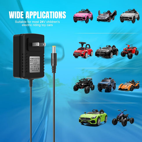 24V Charger for Kids Ride On Car Toys, Universal Charger for Wrangler SUV Kid Trax Dynacraft Toy Car