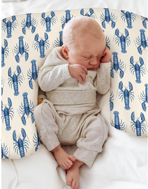 Summer Blue Lobster Baby Nursing Pillow Covers for Boy Girl Nautical Marine Animal Nursery Slipcovers for Breastfeeding