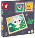 Janod 3x 9-Piece Wooden Puzzles - Hen, Cat & Rabbit Educational Toy for Children 18 Months+, J07113, Multicolor