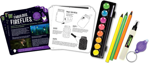 Micador Dark Arts Glow STEAM Activity Packs, Science of Light - Neon Color Pencils, Glow-in-The-Dark Paint