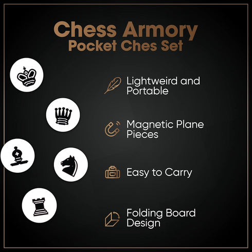 Pocket Chess Set by Chess Armory - Portable Mini Chess Set for Adults and Youth, Mini Chess Board for Unforgettable