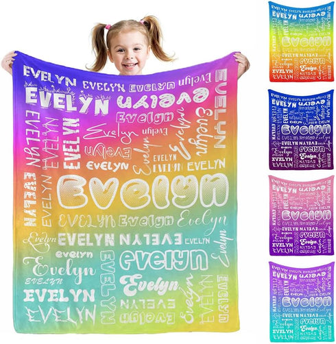 AOFUN Personalized Baby Blankets with Names, Custom Baby Girls Blanket Initial Swaddle Blanket,