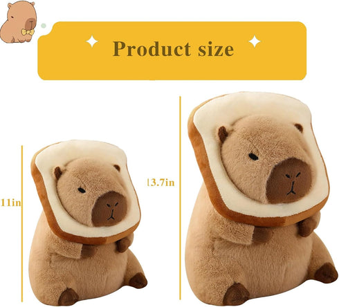 Cute Capybar Stuffed Animals with Wearable Toast Headset, Gifts for Kids (11 in Bread Capybar)