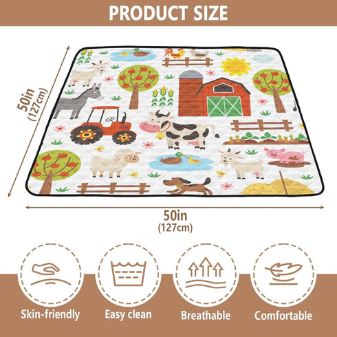 GOODOLD 50x50 Inch Farm Animals Baby Play Mat One-Piece Soft Crawling Mat Waterproof Playmat with Non-Slip Bottom
