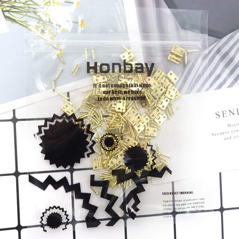 Honbay 50PCS Miniature Dollhouse Hinges, Tiny Hardware Accessories with 200PCS Screws (Gold)