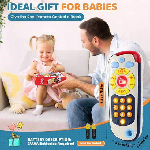 3 1-3 Orzbow Baby Remote Control Toy with Music, Realistic TV Remote Toy with Lights and Sounds, Modes(Learning, Music