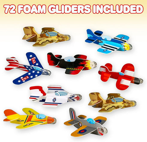 ArtCreativity Foam Airplanes for Kids, Bulk Set of 72 Lightweight Planes with Various Designs, Fun Party Favors