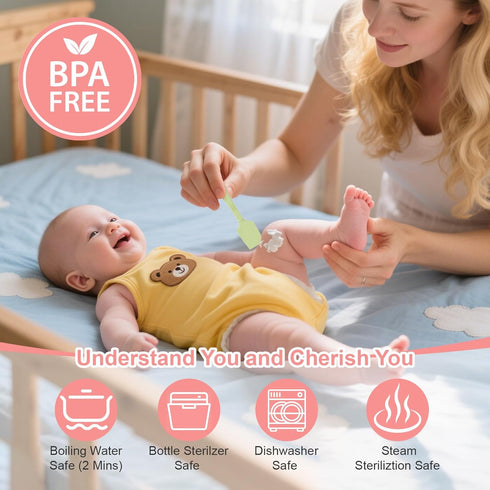 dlozrak 4-Pack Diaper Cream Spatula with Travel Case, Soft Baby Butt Spatula Silicone Butt Paste Spatula, Convenient