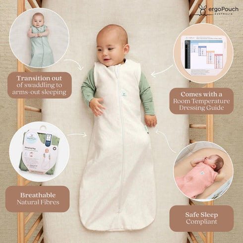 0.2 (8-24 ergoPouch Jersey Sleeping Bag TOG Arms-Out Baby Sleep Sack, Ideal Transition from Swaddling, Slim Fit Keeps