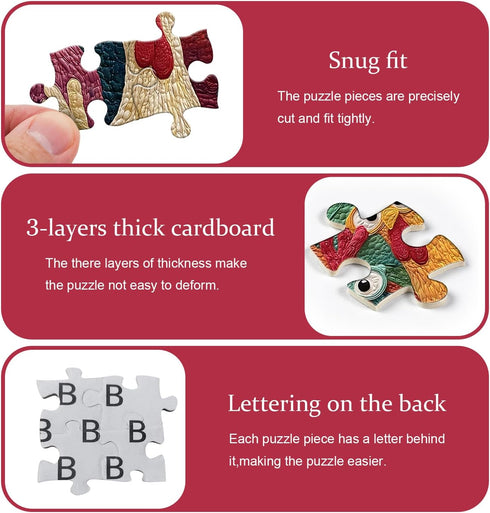 PICKFORU 1000 Chicken Puzzles for Adults Piece, Funny Chicken Jigsaw Puzzle, Garden Farm Flower Animal Rooster Themed