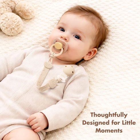 4 Pack, Pacifier Clips for Baby Boys Girls, One-Piece Silicone Pacifier Holder Strap Binky Paci Clips Animal Rainbow