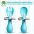Mars Baby Flower Design Baby and Toddler Self-Feeding Training Utensils - Easy to Hold and Use Led Weaning, Protective Choke Barrier - Blue