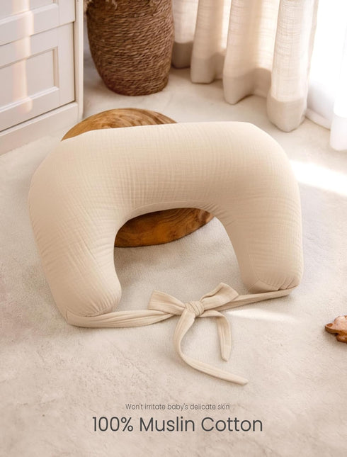 2-Pack lulumoon Muslin Nursing Pillow Covers - Soft Cotton Slipcovers for Breastfeeding & Bottle-Feeding - Extension